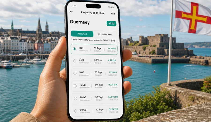 eSIM Guernsey: mobiles Internet auf Reisen