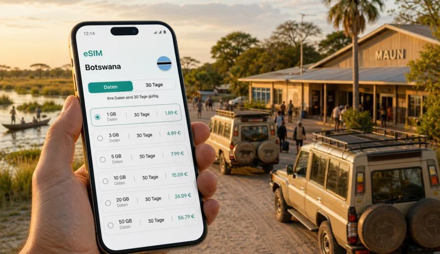 eSIM in Maun: mobiles Internet für Botswana