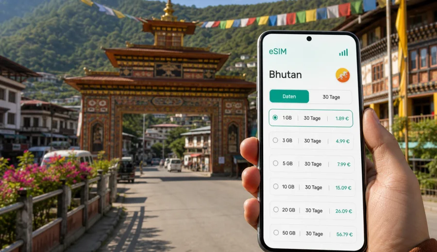 Phuentsholing eSIM: Internet für Bhutan