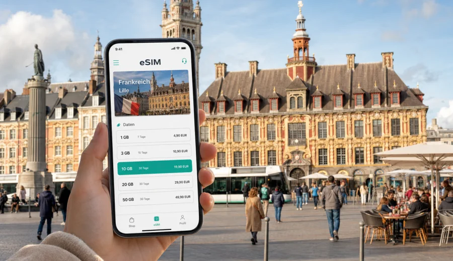 eSIM Lille: mobiles Internet für die Reise