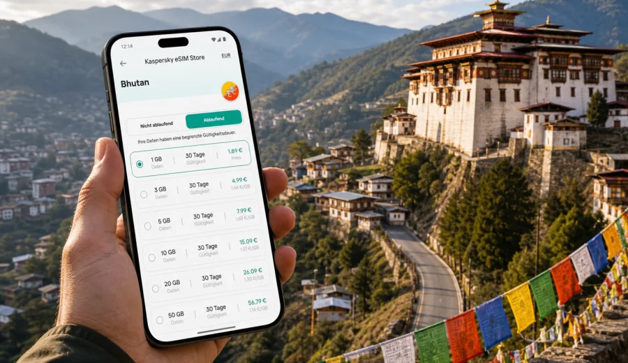 Mongar eSIM: Internet für Ostbhutan