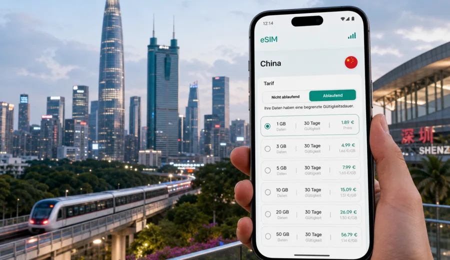 eSIM für Shenzhen: mobiles Internet in China