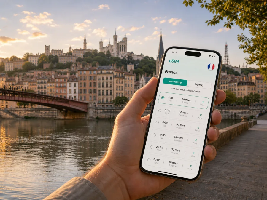 Lyon eSIM for Mobile Internet in France
