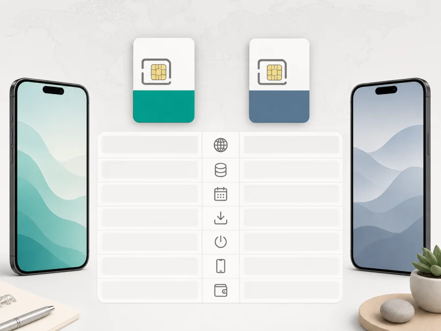 Kaspersky eSIM Store vs Airalo: travel comparison
