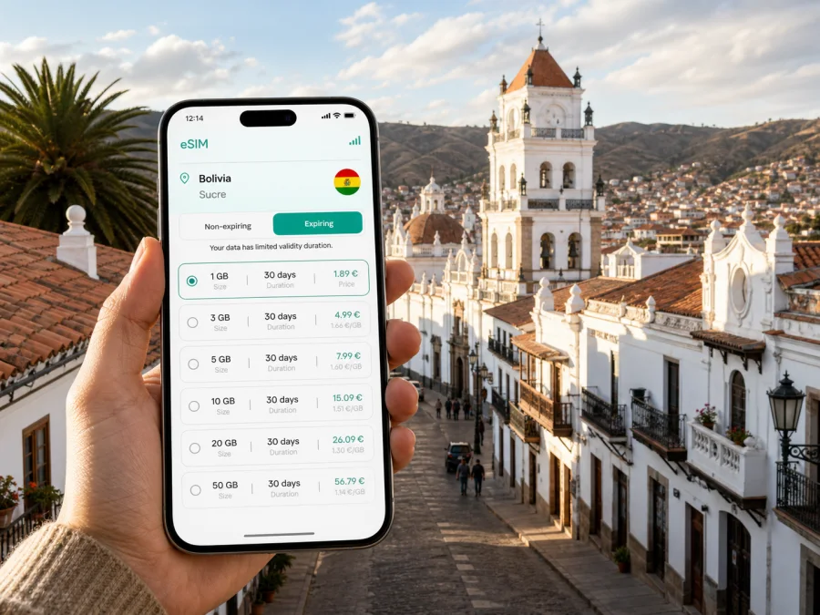 Sucre eSIM: mobile internet for Bolivia travel
