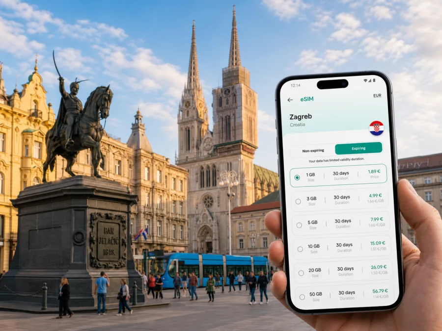 Zagreb eSIM for mobile internet