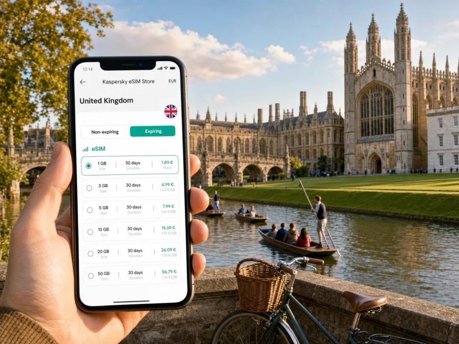 Cambridge eSIM for mobile internet travel