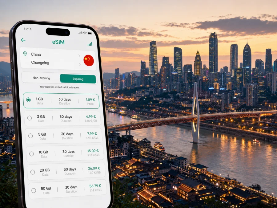 Chongqing eSIM: mobile internet for travel
