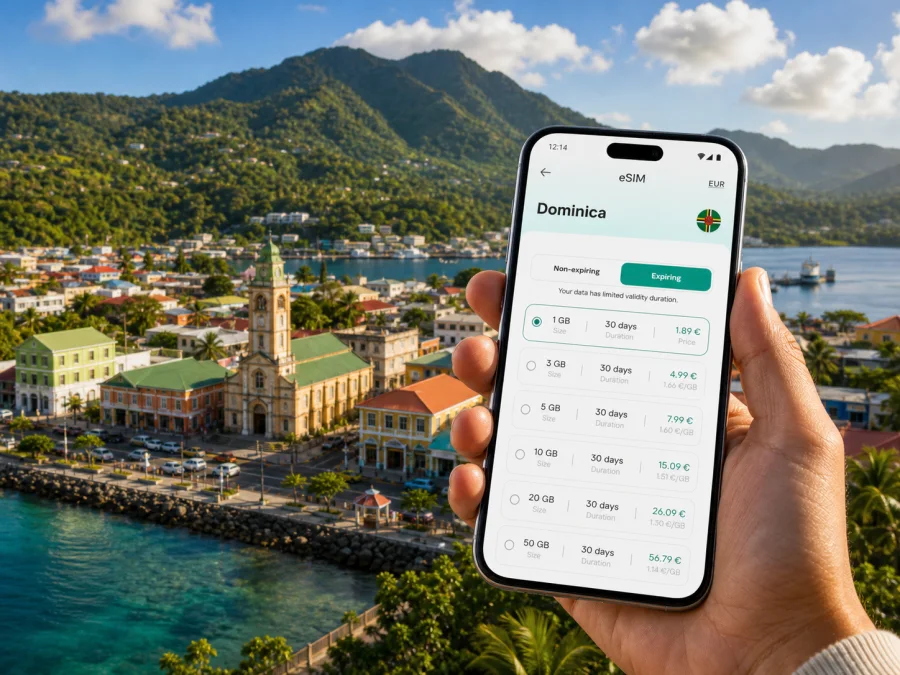 Roseau eSIM for mobile internet in Dominica
