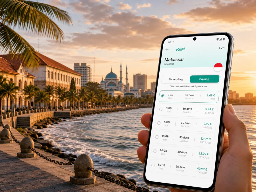 Makassar eSIM: mobile internet for your trip