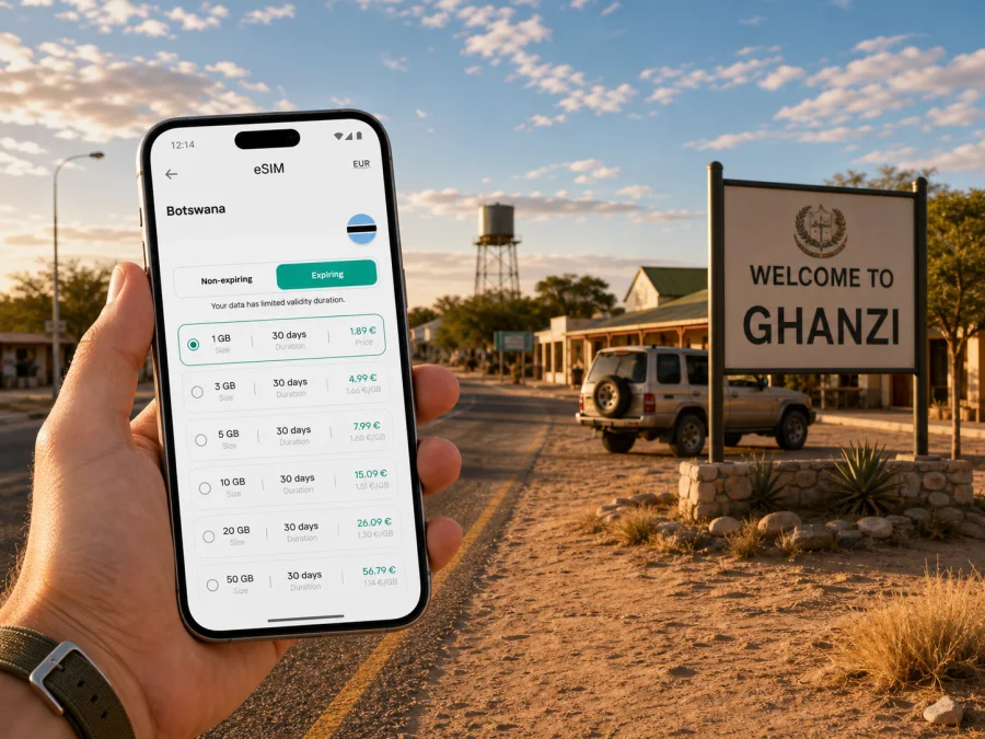 Ghanzi eSIM: mobile internet for Botswana trips