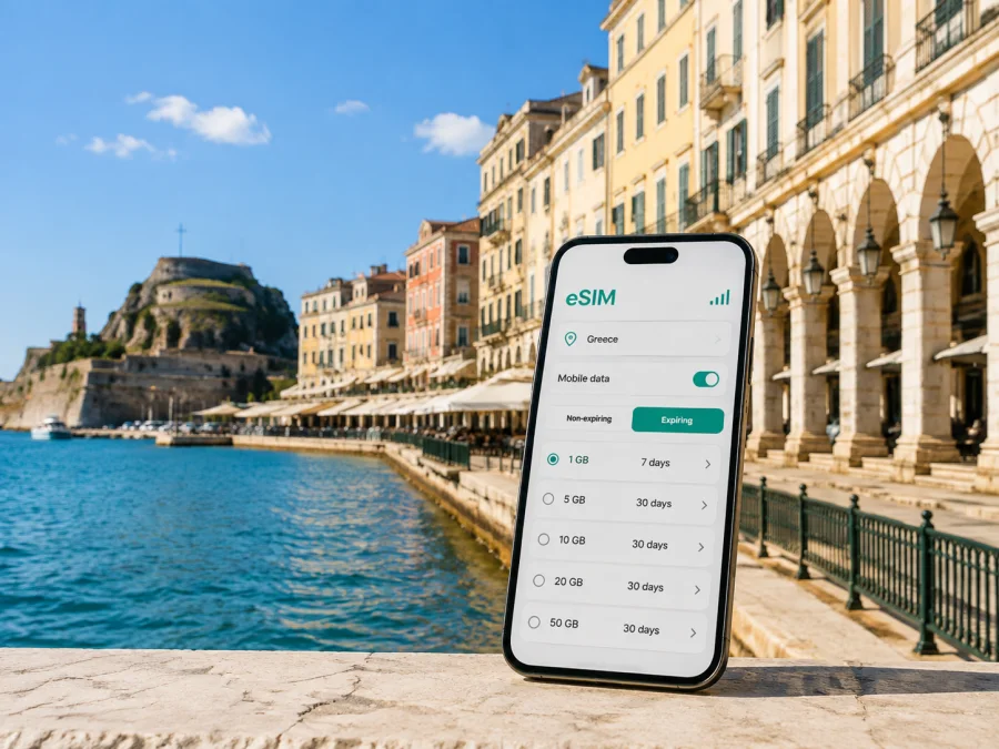 Corfu Town eSIM: Mobile Internet for Travel