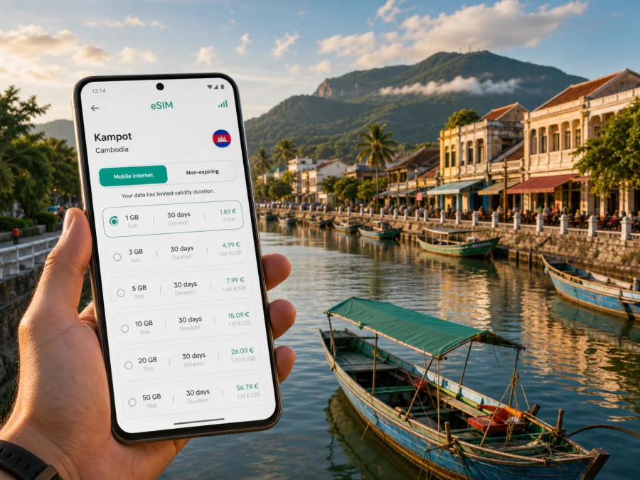Kampot eSIM: Mobile Internet in Cambodia