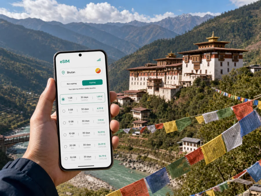Trongsa eSIM: Mobile Internet for Bhutan Travel