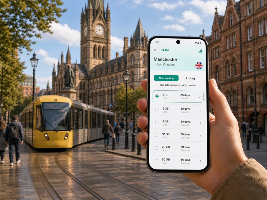 Manchester eSIM: mobile internet for travel