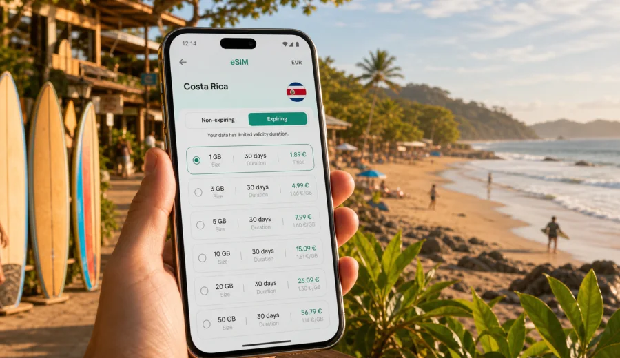 Tamarindo eSIM for mobile internet in Costa Rica