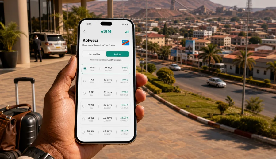Kolwezi eSIM for mobile internet travel