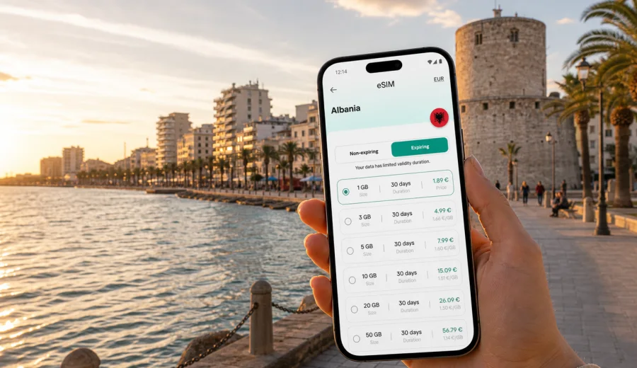 Durres eSIM for mobile internet in Albania