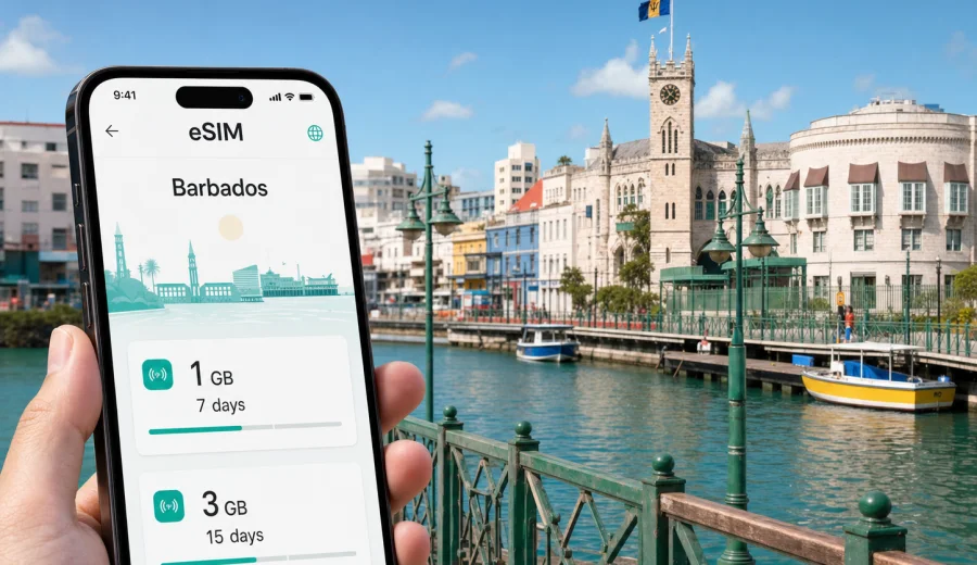 Bridgetown eSIM for mobile internet in Barbados