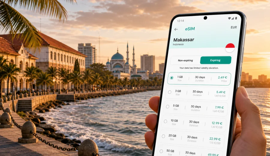 Makassar eSIM: mobile internet for your trip