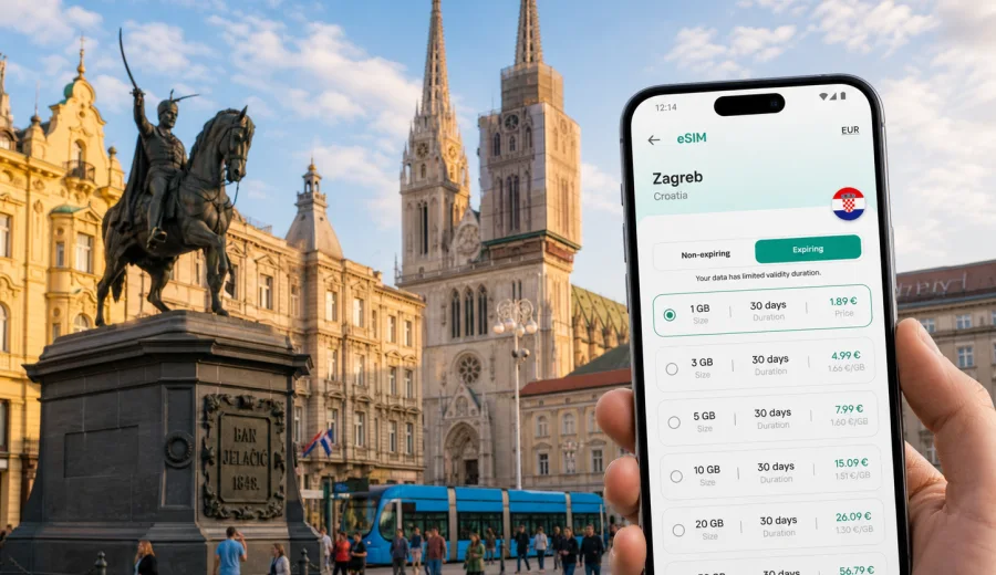 Zagreb eSIM for mobile internet