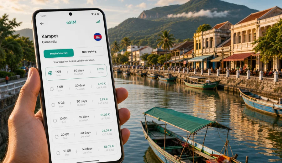 Kampot eSIM: Mobile Internet in Cambodia