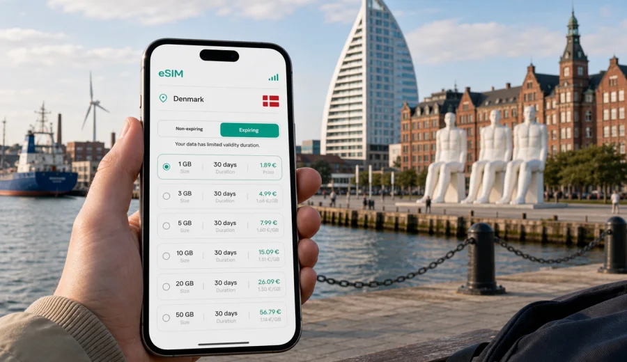 Esbjerg eSIM: Mobile Internet in Denmark