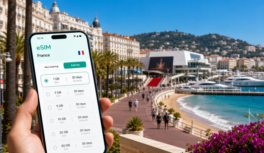 Cannes eSIM for mobile internet in France