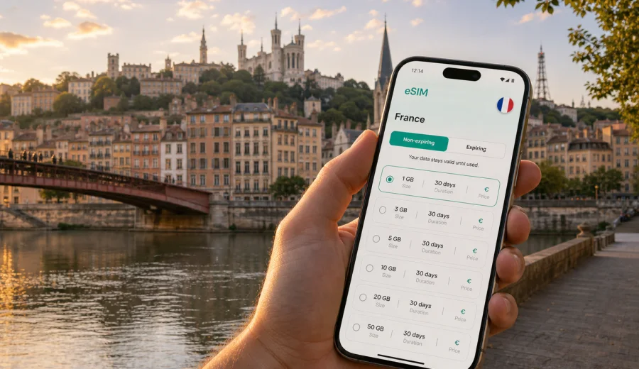 Lyon eSIM for Mobile Internet in France