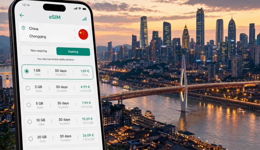 Chongqing eSIM: mobile internet for travel