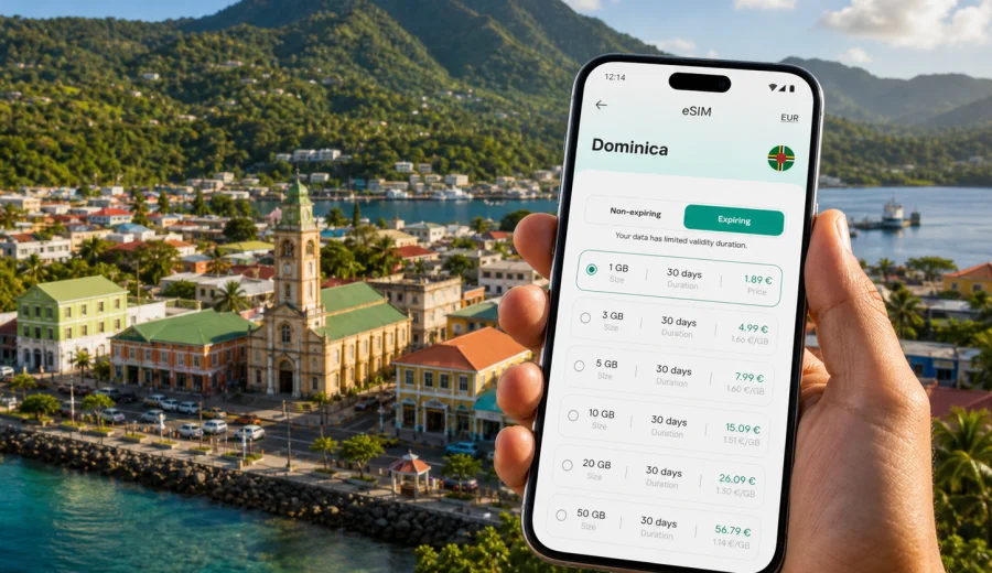 Roseau eSIM for mobile internet in Dominica