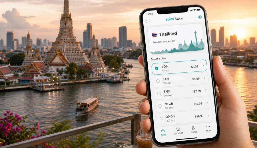 Bangkok eSIM: mobile internet for Thailand travel