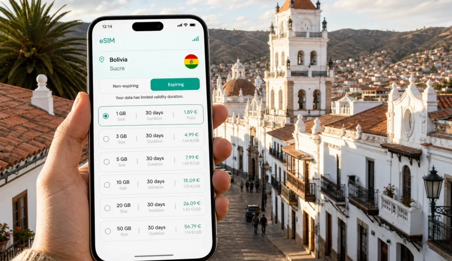 Sucre eSIM: mobile internet for Bolivia travel