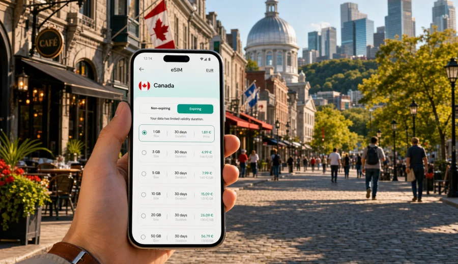 Montreal eSIM for mobile internet