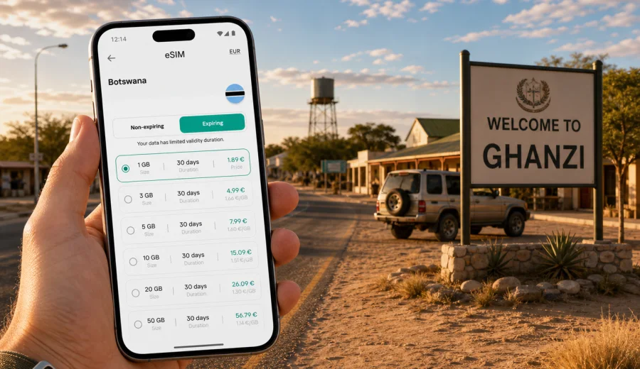 Ghanzi eSIM: mobile internet for Botswana trips