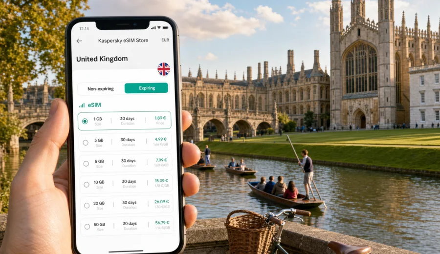 Cambridge eSIM for mobile internet travel
