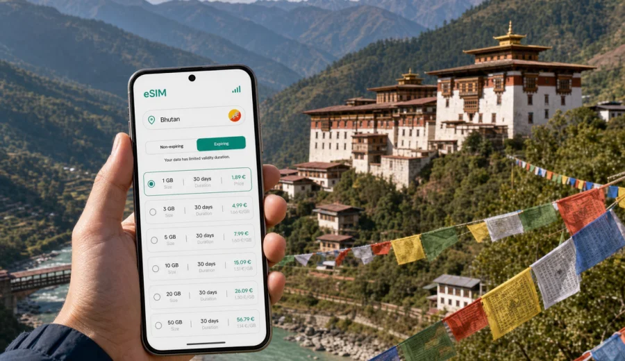 Trongsa eSIM: Mobile Internet for Bhutan Travel