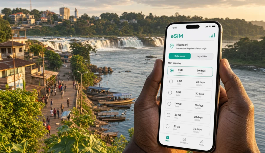 Kisangani eSIM for mobile internet