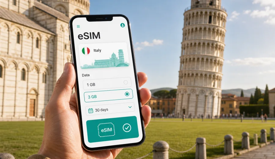 Pisa eSIM for mobile internet in Italy