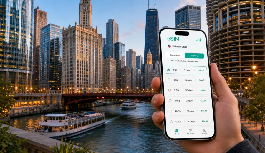 Chicago eSIM for Mobile Internet Travel