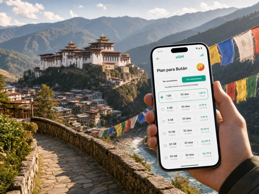 eSIM en Trongsa: internet móvil para viajar