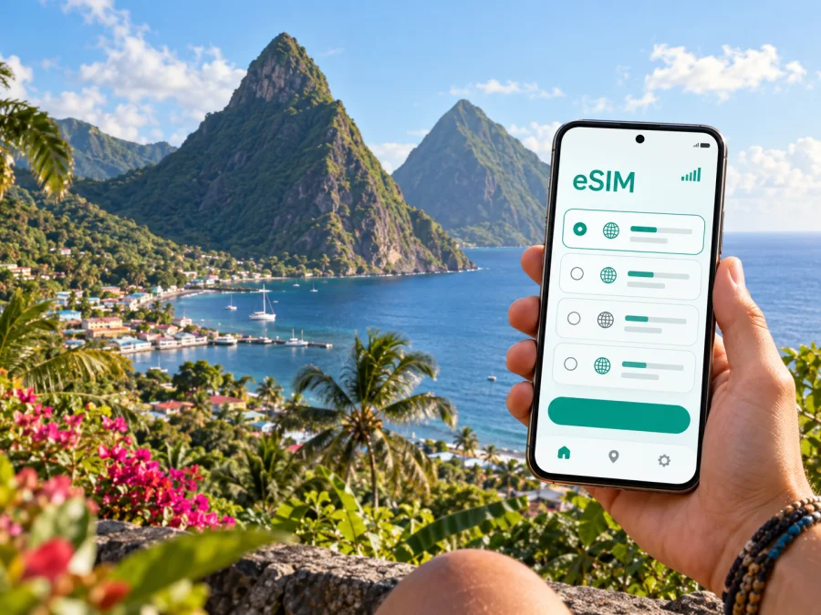 eSIM para Soufriere: conexión móvil en Santa Lucía