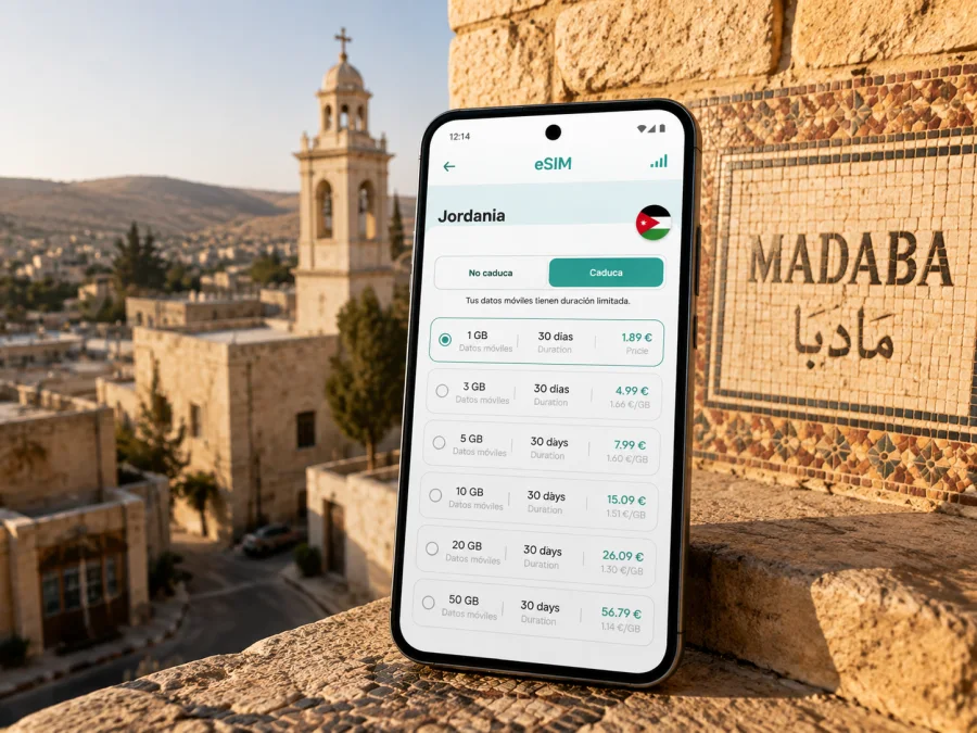 eSIM para Madaba: internet móvil en Jordania