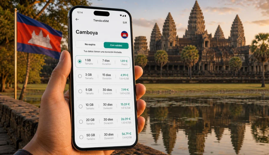 eSIM para Camboya: internet móvil de viaje