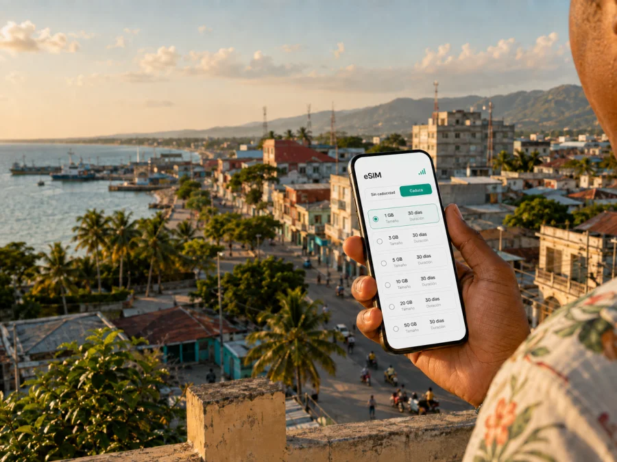 eSIM en Les Cayes: internet móvil en Haití