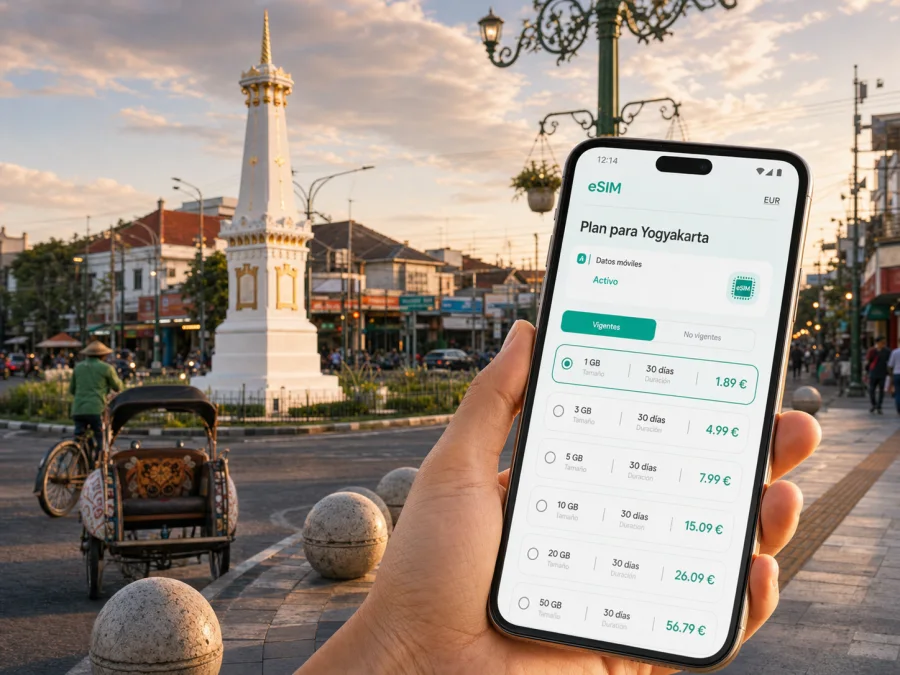 eSIM en Yogyakarta: internet móvil para viajar