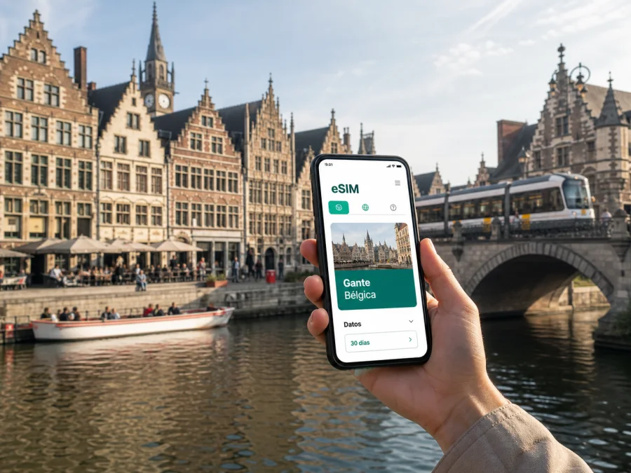 eSIM para Gante: internet móvil de viaje
