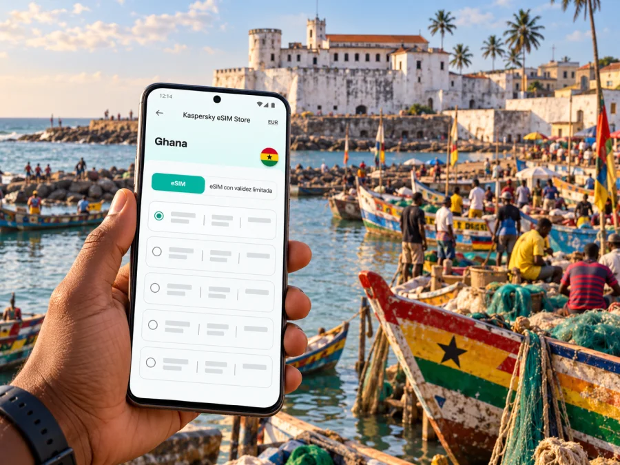eSIM en Elmina: internet móvil en Ghana