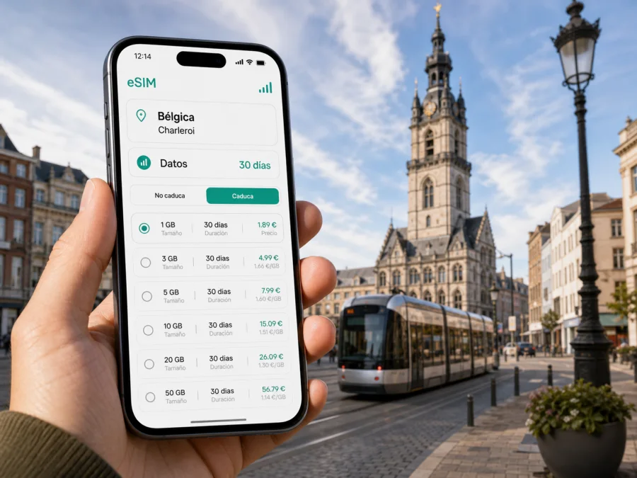 Charleroi con eSIM: internet móvil en Bélgica