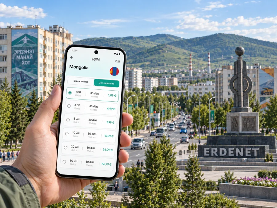eSIM para Erdenet: internet móvil en Mongolia